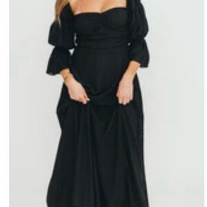 Corrine Tiered Sleeve Maxi Dress with Pockets in Black - Bump Friendly - X-Large